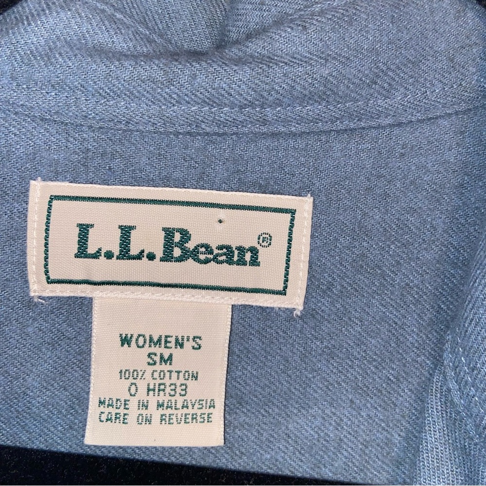 Vintage LL Bean Chamois Shirt Womens Small Pockets Soft Long Sleeve Outdoor Blue - Picture 8 of 10
